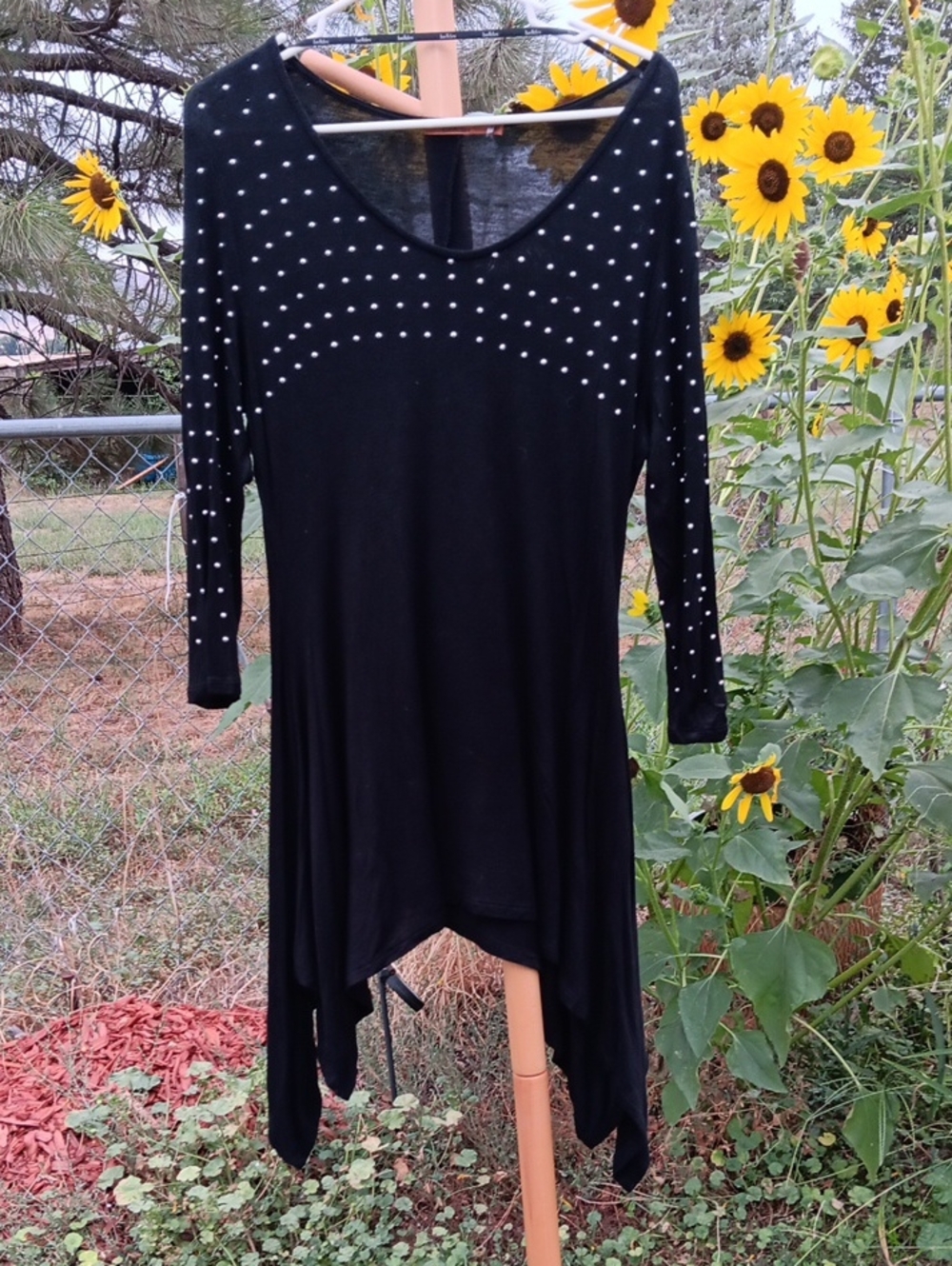 Belldini Black Asymmetrical Hem Dress with Silver Studs